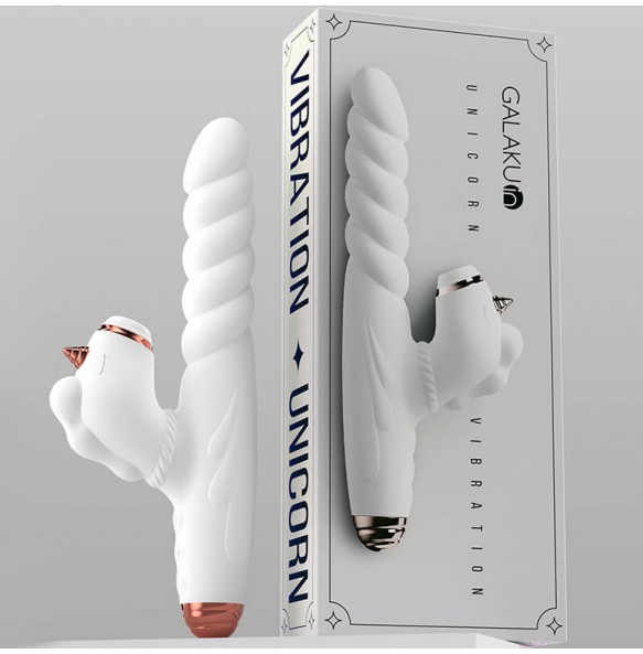 Japan GALAKU - Unicorn Vibration Heating Thrusting Suction Wand (Chargeable - White)